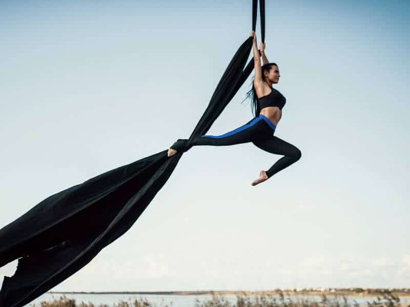 Outdoor aerial silks photoshoot