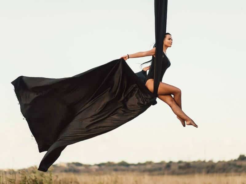 Outdoor aerial silks photoshoot