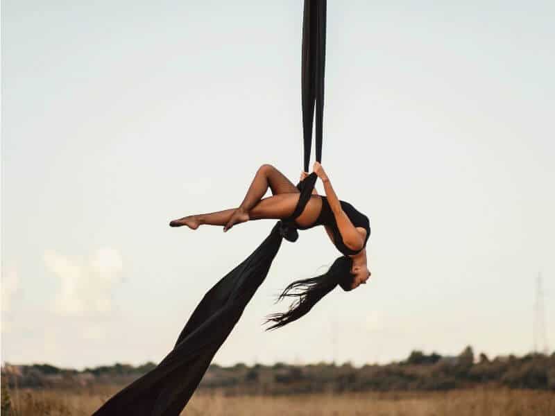 Outdoor aerial silks photoshoot