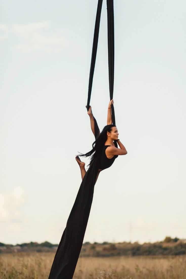 Outdoor aerial silks photoshoot