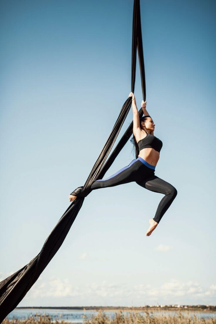 Outdoor aerial silks photoshoot