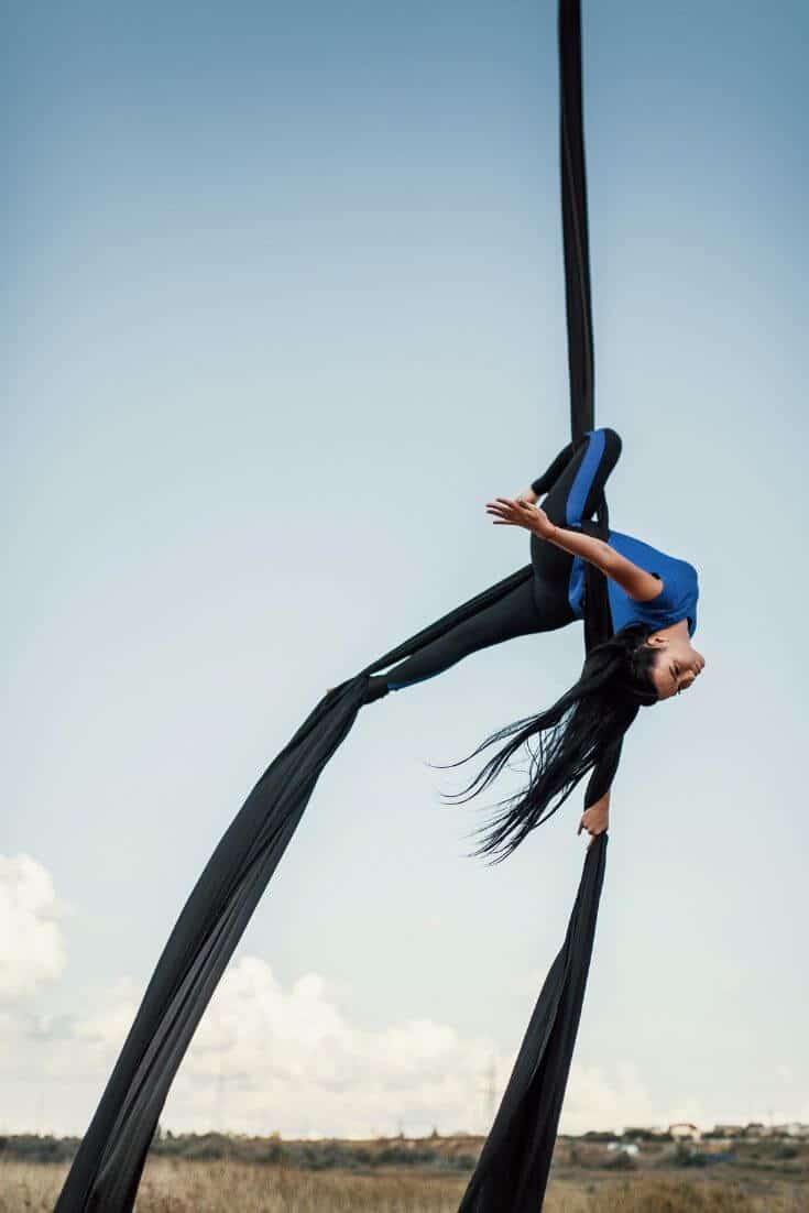 Outdoor aerial silks photoshoot